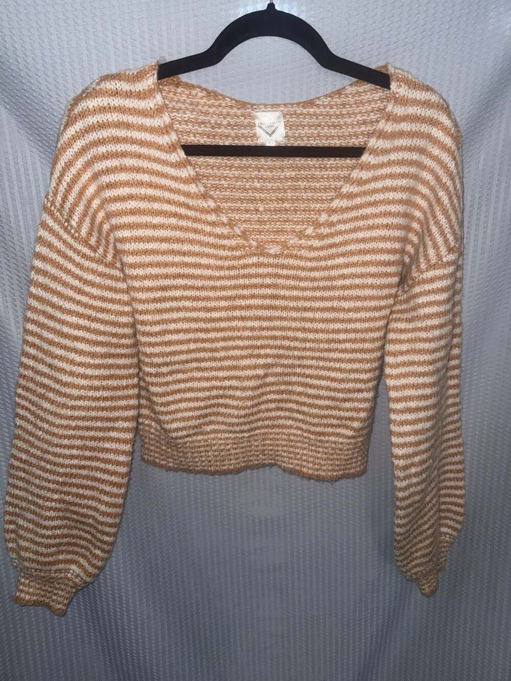Freshman 1996 Sweater Size S Brown Striped V-Neck Pullover Knit